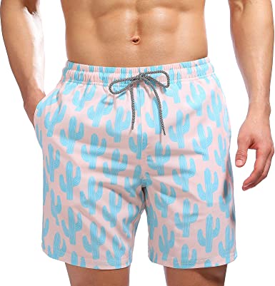 Photo 1 of Biwisy Mens Swim Trunks Quick Dry Beach Shorts Mesh Lining Swimwear Bathing Suits with Pockets