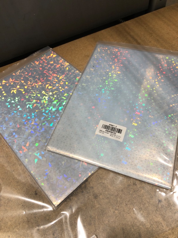 Photo 2 of 24 Sheets Holographic Sticker Paper Clear A4 Vinyl Sticker Paper Self-Adhesive Waterproof Transparent Film by YETOOME, 11.7 x 8.3 Inch (Stars, Diamond, Sesame Point, Plain Face) (2 pack) 