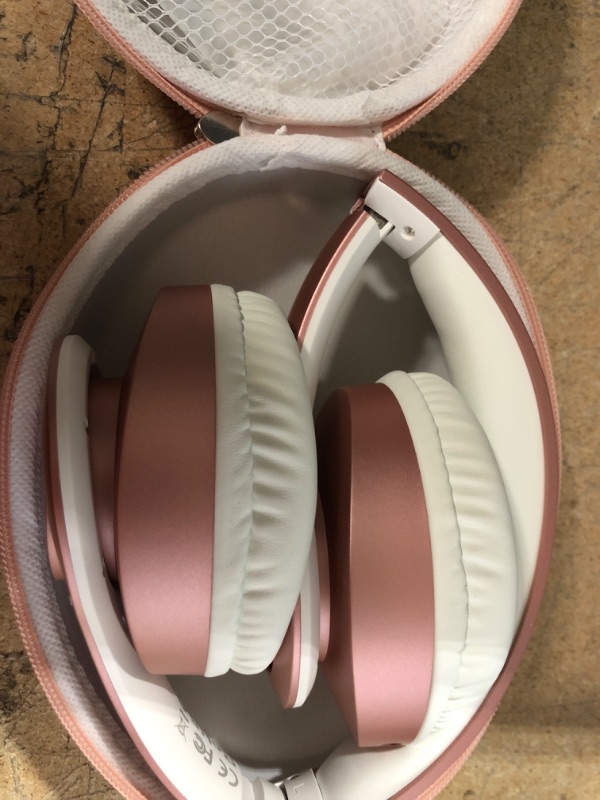 Photo 4 of TUINYO Bluetooth Headphones Wireless, Over Ear Stereo Wireless Headset 40H Playtime with deep bass, Soft Memory-Protein Earmuffs, Built-in Mic Wired Mode PC/Cell Phones/TV- Rose Gold Rose Gold Upgrade