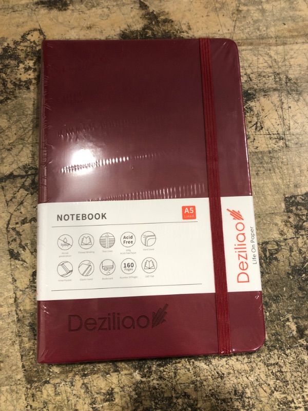 Photo 2 of Deziliao Hardcover Notebook Journal 160 Pages, Lined Journal Notebooks for Work, 100Gsm Premium Thick Paper with Pocket, Medium 5.7"x8.4" ?Red, Ruled? 1 Pack Red