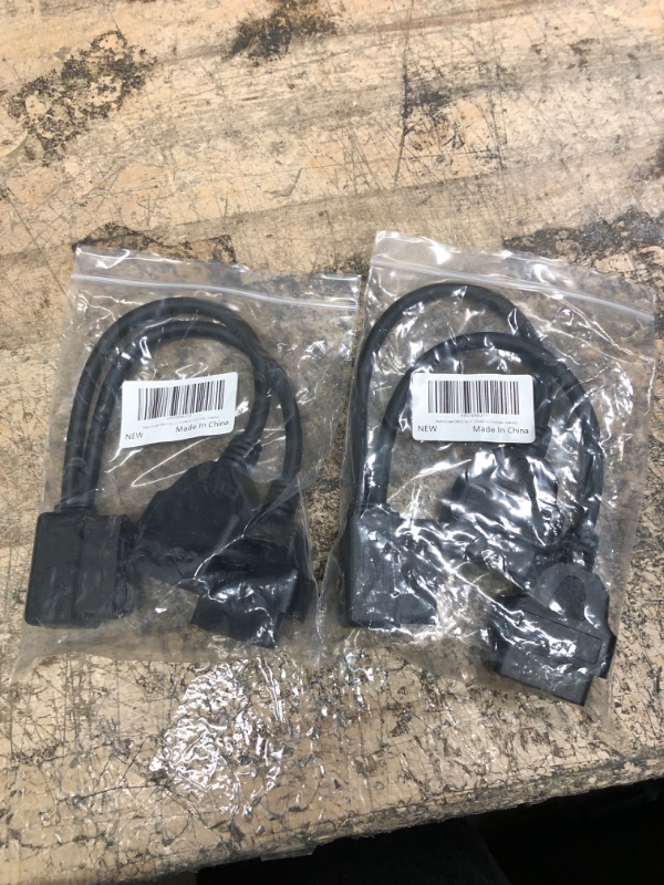 Photo 2 of 2 PACKS OF Right Angle OBD2 Splitter Y Cable Male Splitter to 2 Female Extension Cable 1ft Feet 30cm/12 (1male to 2 Female) 24AWG
