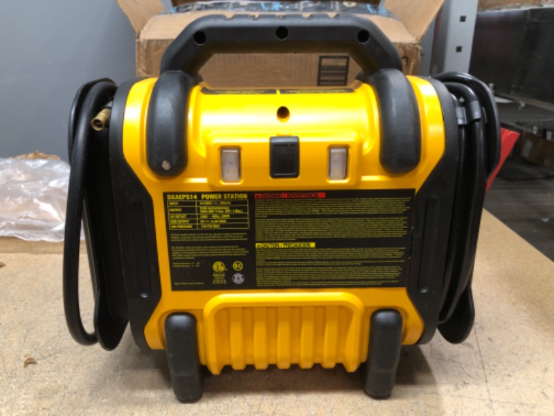 Photo 4 of *SEE NOTES*  DEWALT DXAEPS14 1600 Peak Battery Amp 12V Automotive Jump Starter/Power Station with 500 Watt AC Power Inverter, 120 PSI Digital Compressor, and USB Power , Yellow
