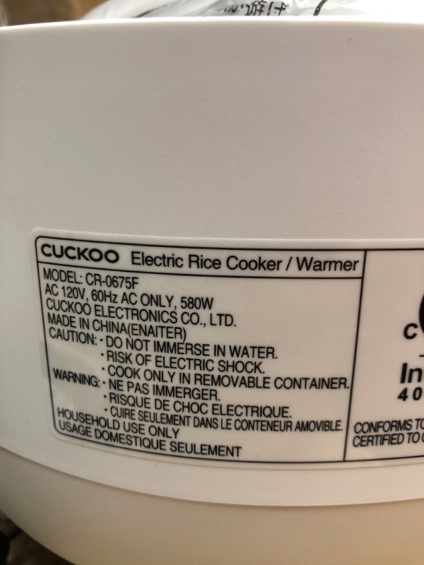 Photo 5 of NEW. CUCKOO CR-0675F | 6-Cup (Uncooked) Micom Rice Cooker | 13 Menu Options: Quinoa, Oatmeal, Brown Rice & More, Touch-Screen, Nonstick Inner Pot | White
