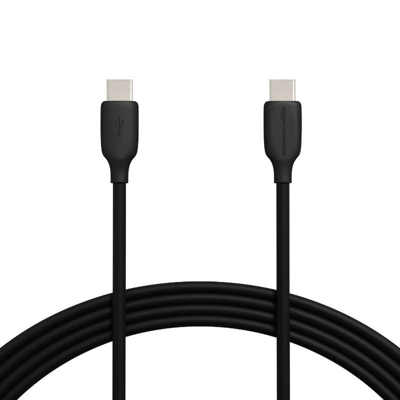 Photo 1 of 2 PACK-  Amazon Basics Fast Charging USB-C to USB-C2.0 Cable (USB-IF Certified), 60W - 10-Foot, Black, Laptop 1-Pack Black 10-Foot