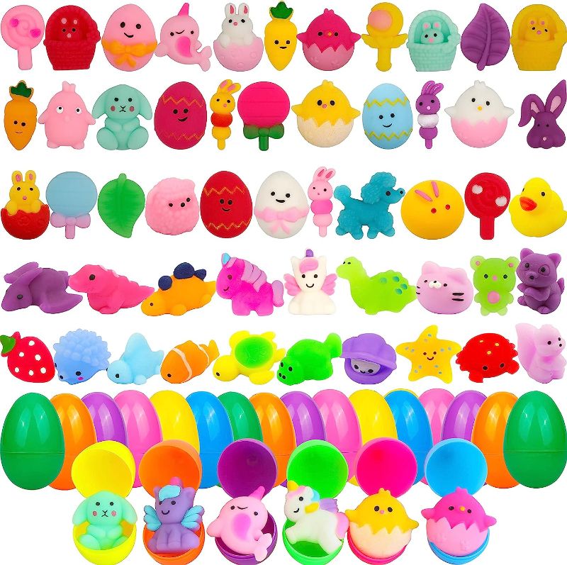 Photo 1 of 48pack Easter Mochi Squishy Stress Relief Squishies with Eggs for Kids Boys Girls Toddlers Easter Basket Stuffers Egg Fillers Gifts Party Favors