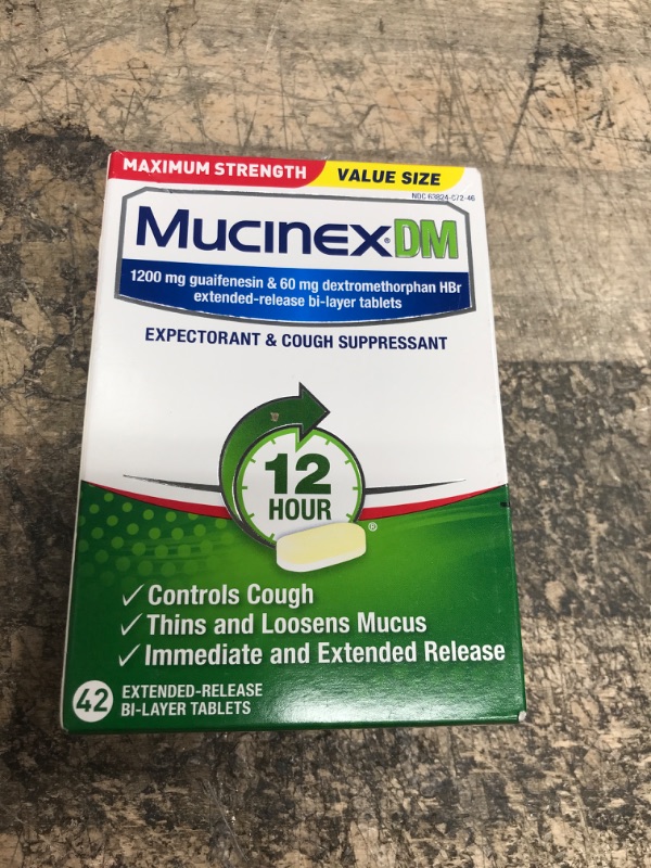 Photo 2 of **EXP DATE 02/2025** Mucinex DM 12 Hr Max Strength Expectorant & Cough Suppressant Tablets, 42ct,