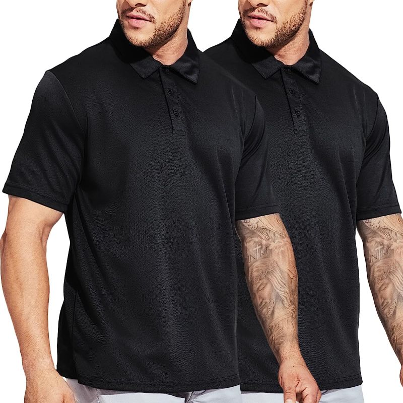 Photo 1 of 2pck MIER Men's Quick Dry Polo Shirts Polyester Casual Collared Shirts Short Sleeve, Moisture-Wicking, Sun Protection size XL
