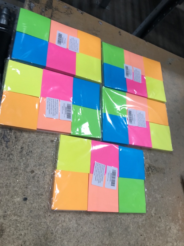 Photo 1 of BUNDLE OF Teskyer 600 Sheets Sticky Notes, 3x3 Inch, 6 Pads Strong Adhesive Self-Stick Notes, 6 Bright Colors, 100 Sheets/Pad Yellow, Orange, Green, Pink, Blue, Purple Unlined (5 PACKS)