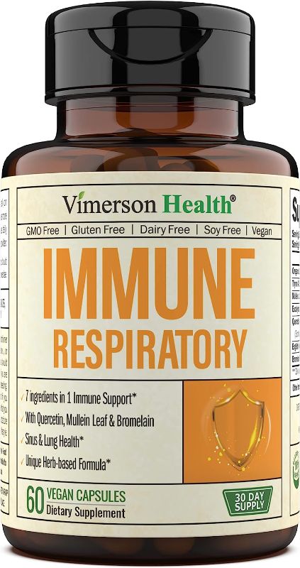 Photo 1 of **EXP DATE 02/2024**Immune Support Supplement Quercetin with Bromelain, Oregano, Mullein Leaf & Eucalyptus - Immune Respiratory Booster for Adults for Sinus Health & Lung Cleanse. Gluten Free & GMO Free. 60 Capsules
