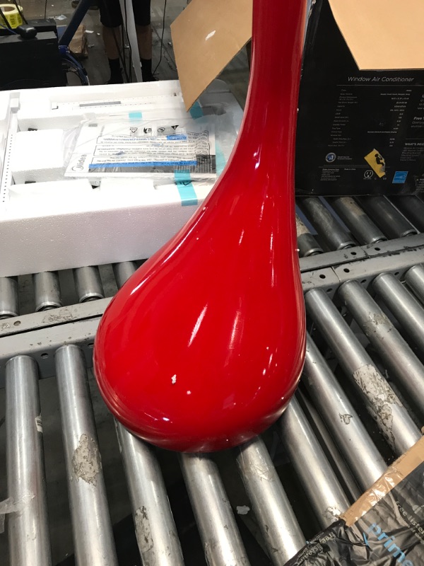 Photo 2 of **INCOMPLETE BOX 1 OF 2 **TearDrop Side Table Red Color with 18 in. Round Glass Top
