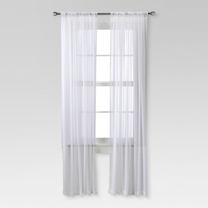 Photo 1 of 1pc 52"x84" Sheer Chiffon Curtain Panel White - Threshold™
