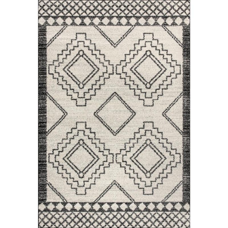 Photo 1 of Amir Moroccan Beni Souk Cream/Black 5 ft. x 8 ft. Area Rug
