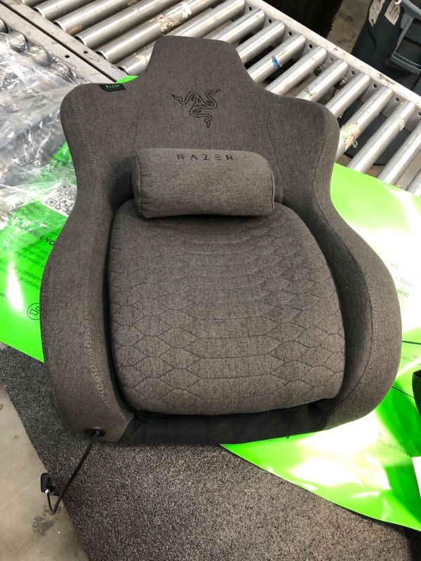 Photo 2 of Razer Iskur Fabric Gaming Chair: Ergonomic Lumbar Support System - Ultra-Soft, Spill-Resistant Fabric Foam Cushions - 4D Armrests - Engineered to Carry - Foam Head Cushion - Dark Gray
