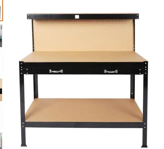 Photo 1 of 
maocao hoom
48 in. Solid Wood Workbench with Pegboard Storage