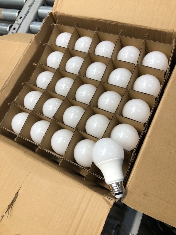 Photo 2 of AmazonCommercial 40 Watt Equivalent, 25000 Hours, Dimmable, 450 Lumens, Energy Star and CEC (California) Compliant, A19 LED Light Bulb - Pack of 25, D
