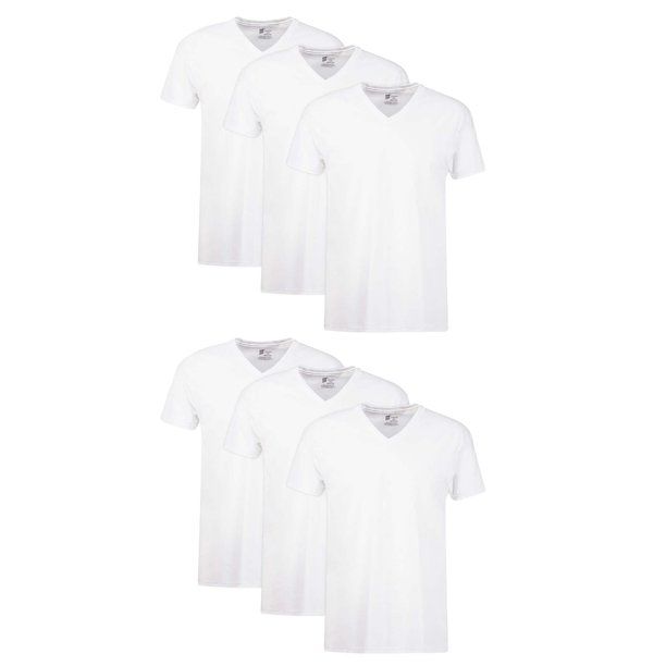 Photo 1 of Hanes Men's Value Pack White V-Neck Undershirts, 6 Pack - SMALL