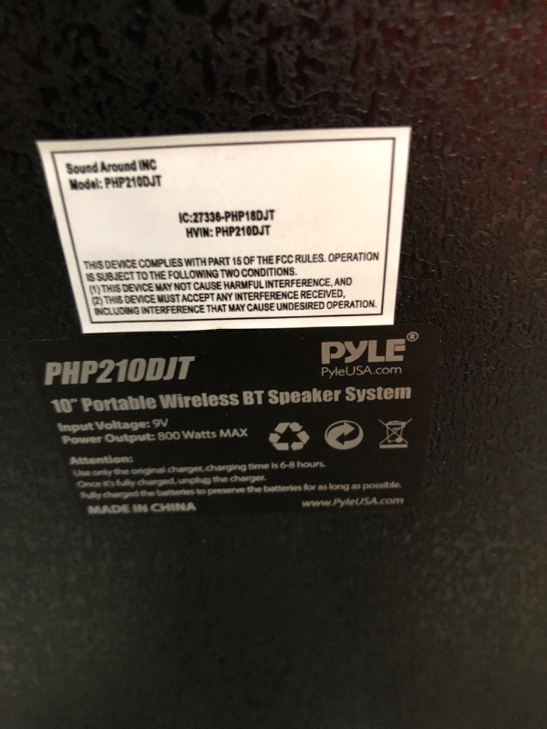 Photo 1 of Portable Bluetooth PA Speaker System - 800W 10” Rechargeable Speaker, TWS, Party Light, LED Display, FM/AUX/MP3/USB/SD, Wheels - Wireless Mic, Remote Control, Tablet Holder Included - Pyle PHP210DJT
