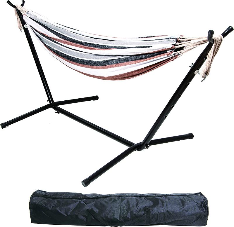 Photo 1 of \BalanceFrom Double Hammock with Space Saving Steel Stand and Portable Carrying Case, 450-Pound Capacity
