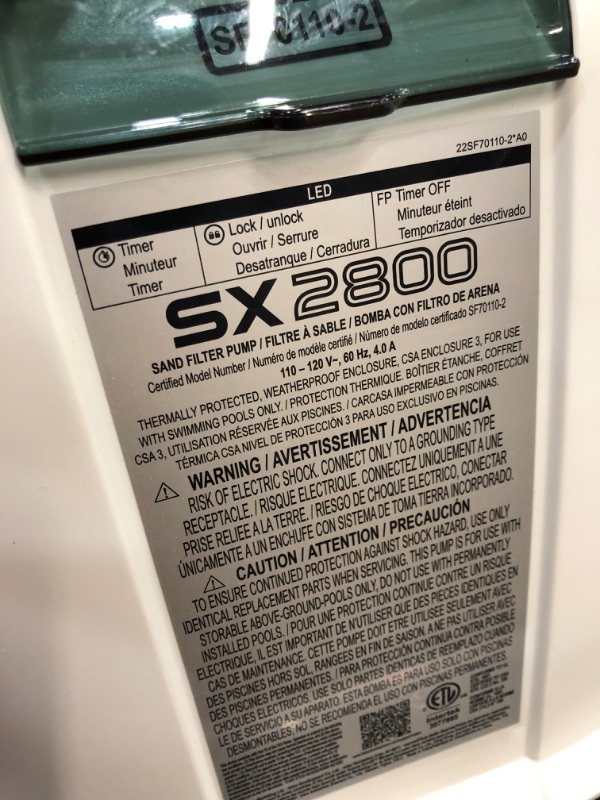 Photo 12 of (DAMAGE)Intex 26647EG Krystal Clear 14-Inch 2800 GPH Above Ground Pool Sand Filter Pump with Automatic Timer, 110-120V with GFCI, and 6-Function Control
**BROKEN COVER**