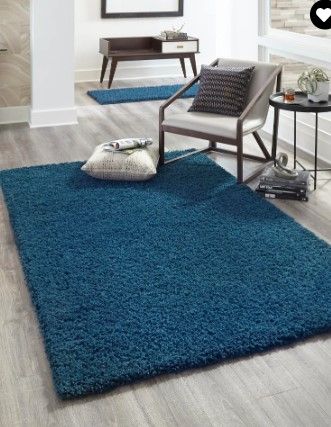 Photo 1 of 9' x 12' Solid Shag Rug Sapphire Blue 
