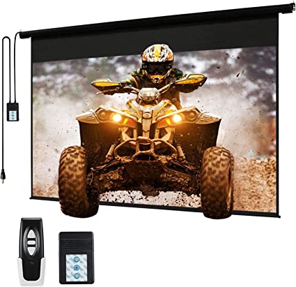 Photo 1 of 120" Motorized Projector Screen Electric Diagonal Automatic Projection 4:3 HD Movies Screen for Home Theater Presentation Education Outdoor Indoor W/Remote Control and Wall/Ceiling Mount (Black)
