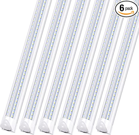 Photo 1 of 8FT LED Shop Light Fixture,Integrate T8 Linkable Shop Lights,Plug and Play,100W 6000K,Fluorescent Tube Lamp Replacements for Garage Warehouse,Factory, Workshop(6-Pack)
