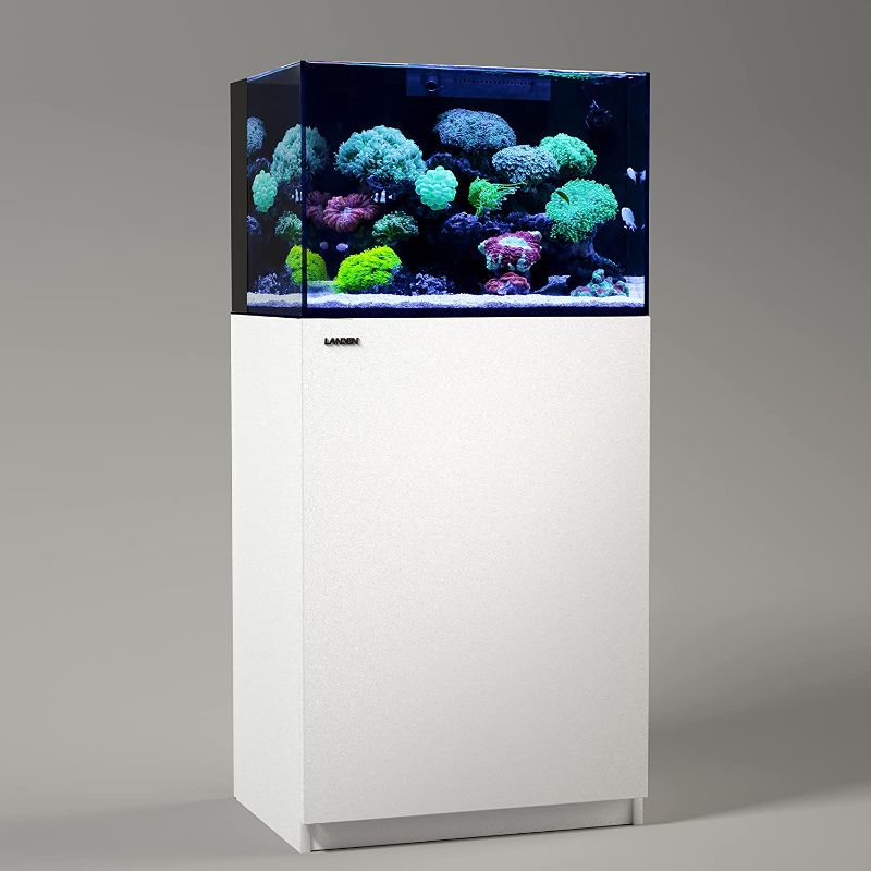 Photo 1 of **READ THE NOTE BELOW**
Landen Aquarium Wooden Stand and Cabinet for up to 30 Gal Tank, Fish Sea Salt Water Tank Stand, Nano Foam Leveling Mat Included, W23.6xD17.7xH33.9in,Wooden Gloss White Painted (Stand Only)


