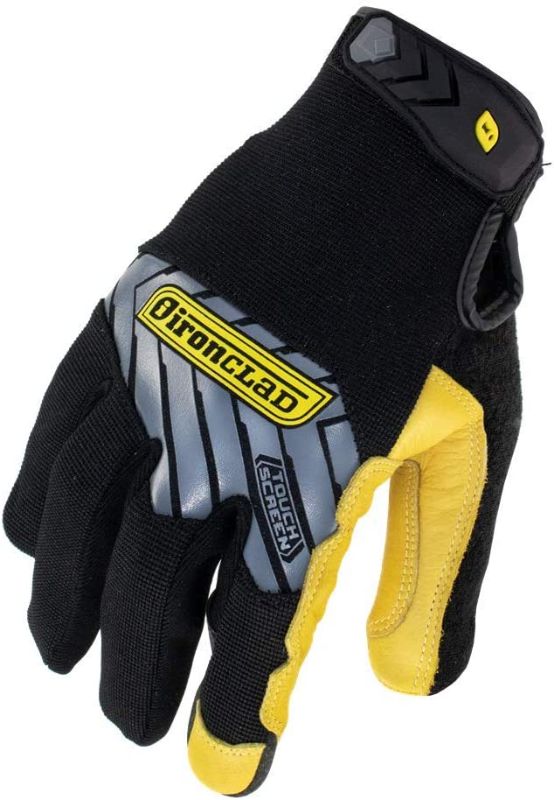 Photo 1 of IRONCLAD Command Pro Gold Goatskin Leather Work Gloves; Touch Screen Gloves Conductive Index Finger, All-Purpose, Machine Washable,  (1 Pair) (Large, Gold Goatskin Leather)
