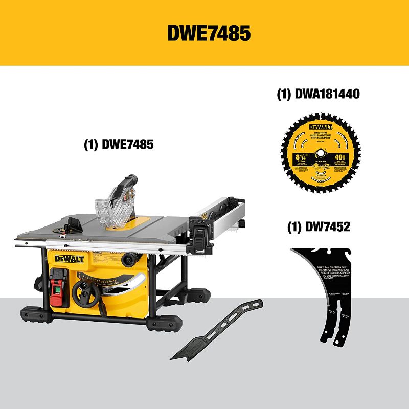 Photo 1 of DEWALT Table Saw for Jobsite, Compact, 8-1/4-Inch (DWE7485)
