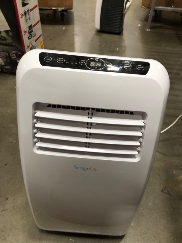 Photo 6 of (DAMAGE, DOES NOT FUNCTION)SereneLife SLPAC8 Portable Air Conditioner Compact Home AC Cooling Unit with Built-in Dehumidifier & Fan Modes, Quiet Operation, Includes Window Mount Kit, 8,000 BTU, White
**POWER CORD PLUG IN BENT, UNABLE TO POWER ON**