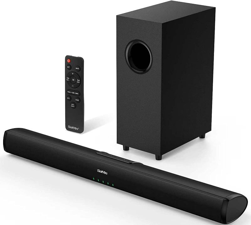 Photo 1 of ***BLUETOOTH DOES NOT WORK*** Saiyin Soundbar, Sound Bars for TV with Subwoofer, Ultra Slim 24 Inch Bluetooth, 2.1 Channel TV Speakers Surround Sound System Opt/AUX Connectivity.
