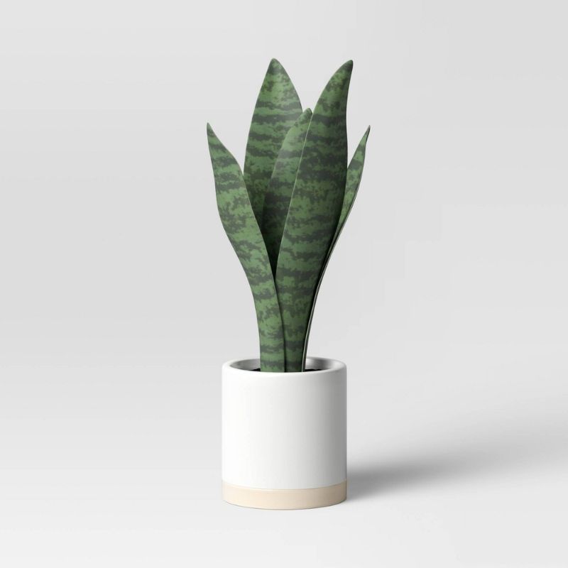 Photo 1 of 2 PACK**Small Snake Plant in Ceramic Pot White - Threshold
Dimensions (Overall): 11 Inches (H) x 7 Inches (W) x 7 Inches (D)
