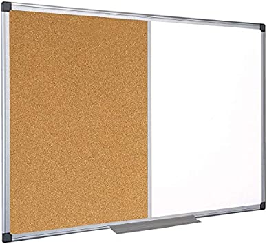 Photo 1 of MasterVision Maya Combination Board, Dry Erase / Cork Bulletin Board, 48" x 72", Whiteboard / Cork Board with Aluminum Frame
