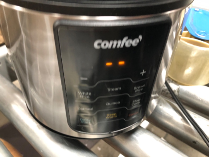 Photo 2 of COMFEE' Rice Cooker, 6-in-1 Stainless Steel Multi Cooker, Slow Cooker, Steamer, Saute, and Warmer, 2 QT, 8 Cups Cooked(4 Cups Uncooked), Brown Rice, Quinoa and Oatmeal, 6 One-Touch Programs
