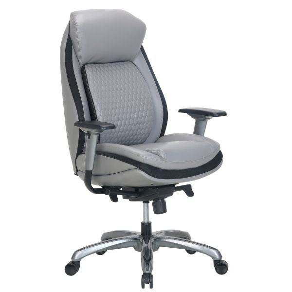 Photo 1 of ***PARTS ONLY*** Shaquille O'Neal Zethus Ergonomic Bonded Leather High-Back Executive Chair, Gray/Silver
