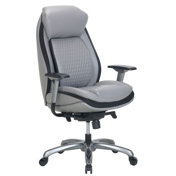 Photo 1 of Shaquille O'Neal Zethus Ergonomic Bonded Leather High-Back Executive Chair, Gray/Silver
