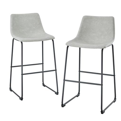 Photo 1 of 30" Industrial Faux Leather Barstools in Gray (Set of 2)
