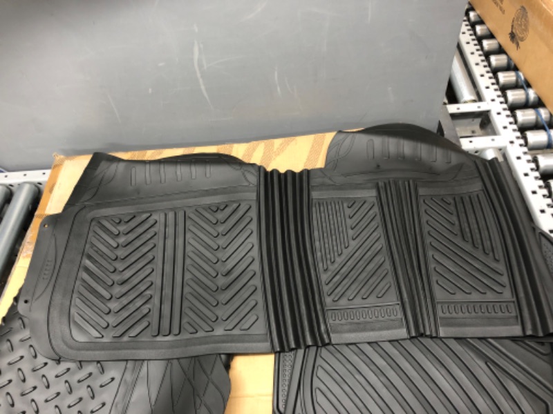 Photo 3 of Motor Trend FlexTough Performance All Weather Rubber Car Floor Mats with Cargo Liner - Full Set Front & Rear Floor Mats for Cars Truck SUV, Automotive Floor Mats (Black)