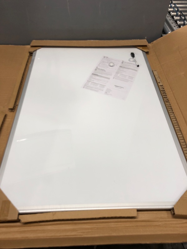 Photo 2 of Amazon Basics Magnetic Dry Erase White Board, 36 x 24-Inch Whiteboard - Silver Aluminum Frame
