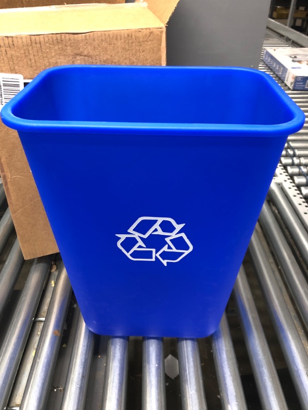 Photo 2 of AmazonCommercial 10 Gallon Commercial Office Wastebasket, Blue, w/ Recycle Logo, 1-pack BLUE 10 GALLON 1 pack