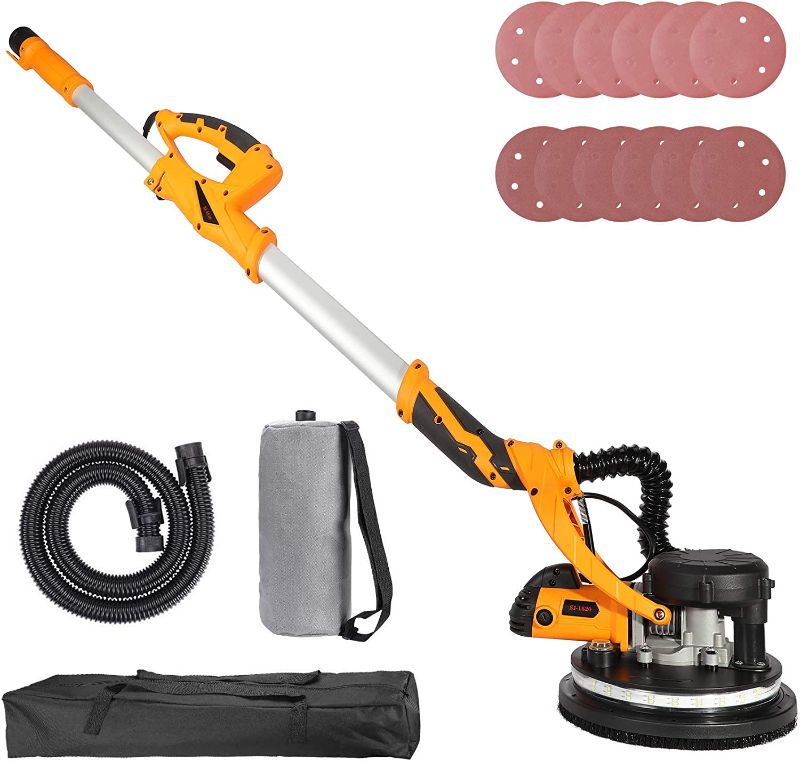 Photo 1 of ***MINOR DAMAGE***BRUSH DOESNT SPIN** ZELCAN 850W Electric Power Drywall Sander with Vacuum Dust Collector, Swivel Head Extendable Variable 5-Speed LED High Visibility Wall Grinding Machine and 12 Sanding Discs
