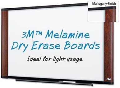 Photo 1 of **Damaged** 3M, M4836MY, Melamine Dry Erase Board, 48 x 36, Mahogany Frame, Sold As 1 Each

