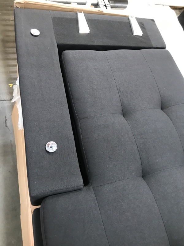 Photo 3 of **INCOMPLETE SET BOX 1 OF 2* DIFFERENT COLOR THAN PHOTO***MEGA Furnishing 3 PC Sectional Sofa Set, BLACK Linen Lift -Facing Chaise with Free Storage Ottoman
