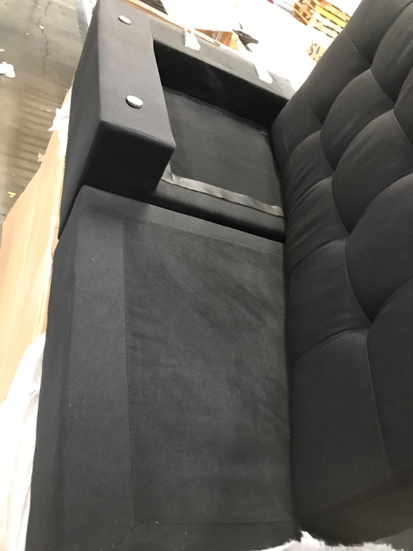 Photo 2 of **INCOMPLETE SET BOX 1 OF 2* DIFFERENT COLOR THAN PHOTO***MEGA Furnishing 3 PC Sectional Sofa Set, BLACK Linen Lift -Facing Chaise BLACK
