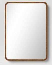 Photo 1 of 22" x 30" Rounded Rectangle Wall Mirror Walnut Brown - Threshold
