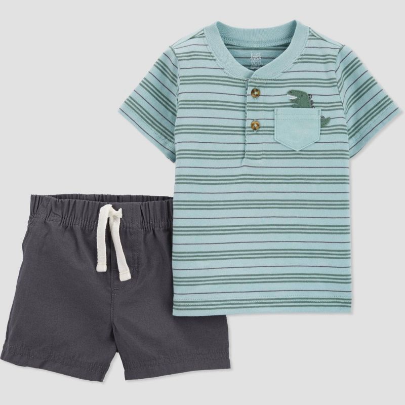 Photo 1 of Carter's Just One You® Baby Boys' Striped Dino Top & Bottom Set 3M AND Baby Boys' Shark Top & Bottom Set - Just One You® Made by Carter's 9M

