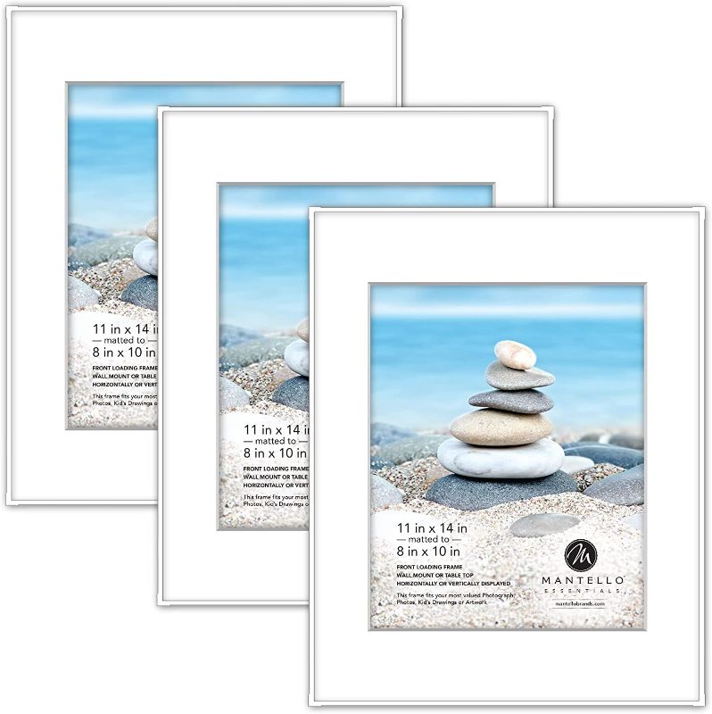 Photo 1 of  White Picture Frame 11x14 - 8x10 Matted Space or 11x14 No Mat Space- Pack of 3 Picture Frames 11x14

