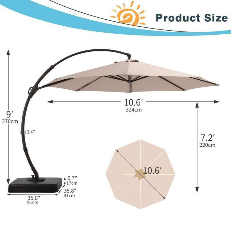 Photo 1 of 10FT LAUSAINT HOME Deluxe Patio Umbrella w/Base,with 360° Rotation For Pool
