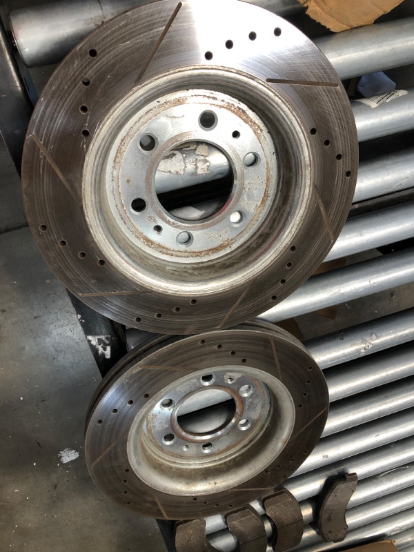 Photo 1 of **USED* PAIR OF 14 IN DRILLED ROTORS 6 LUG WITH Motorcraft Brake Shoe Lining Kit - BRSD2087
 VEHICLE UNKNOWN