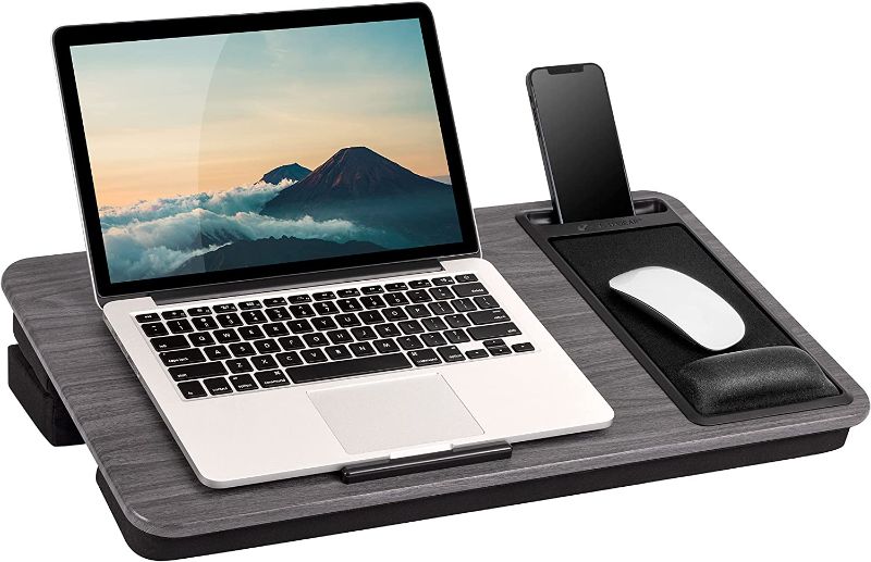 Photo 1 of LapGear Elevation Pro Lap Desk with Gel Wrist Rest, Mouse Pad, and Booster Cushion -Gray Woodgrain - Fits up to 17.3 Inch Laptops - Style No. 88105
